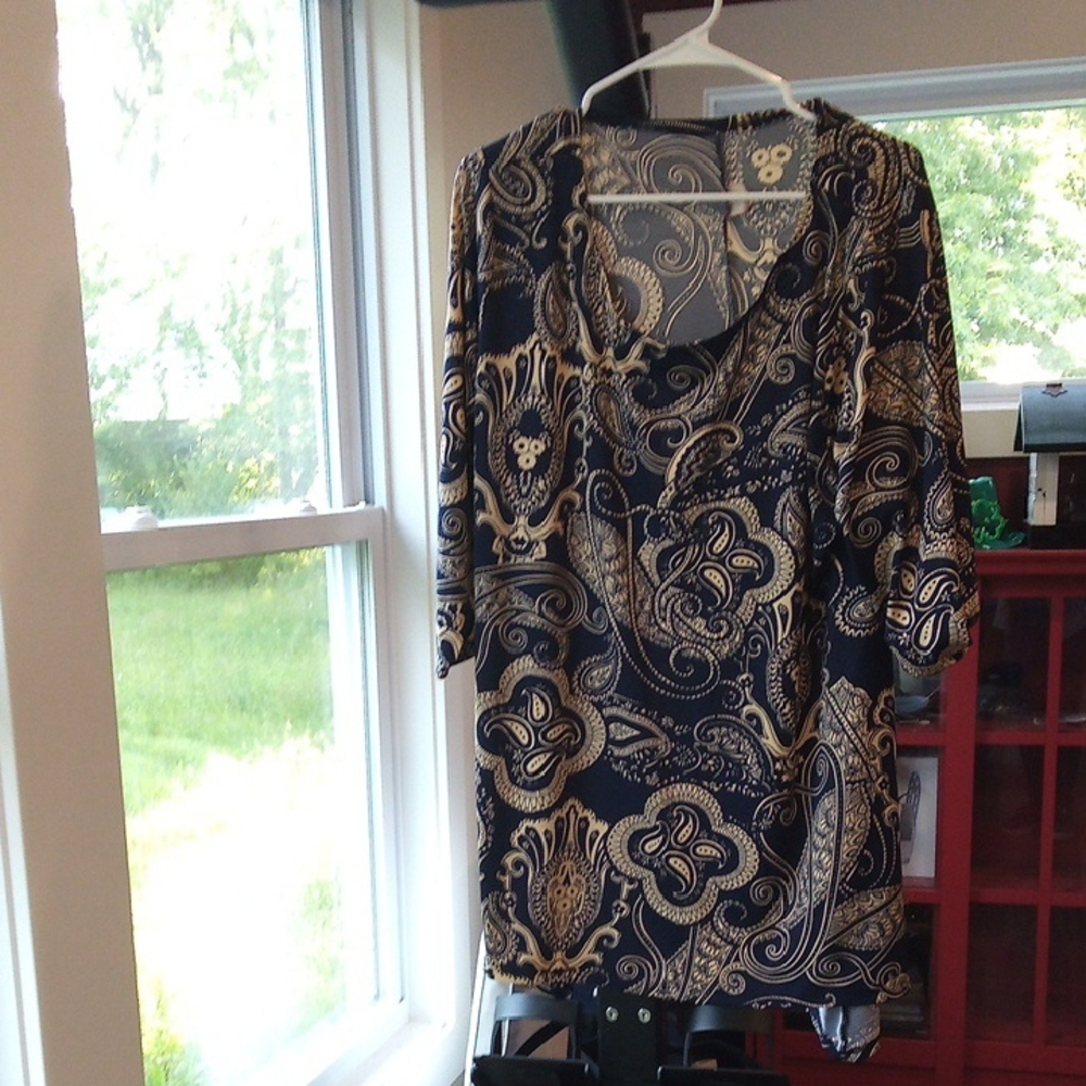 Black and Brown Graphic Tunic Blouse